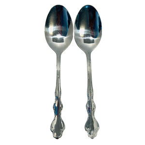 2 Serving Spoons-Lot of 2-Unknown Pattern-18/0-China-EUC